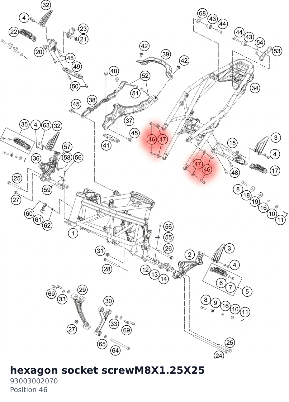 Diagram preview: hexagon socket screwM8X1.25X25 (93003002070)
