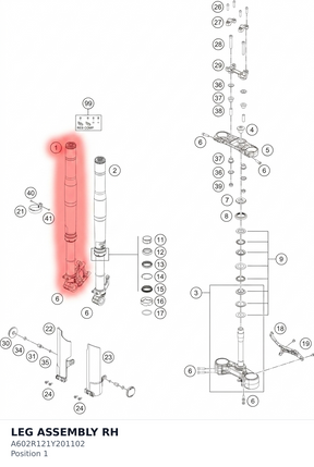 Diagram preview: LEG ASSEMBLY RH (A602R121Y201102)