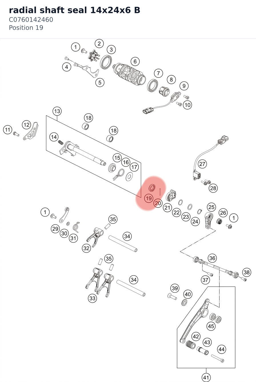 Diagram preview: radial shaft seal 14x24x6 B (C0760142460)