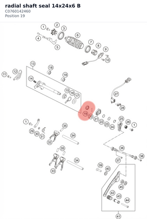 Diagram preview: radial shaft seal 14x24x6 B (C0760142460)