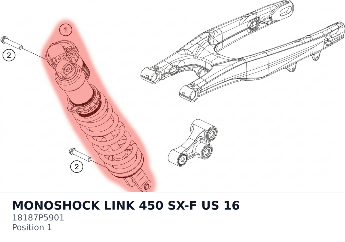 Diagram preview: MONOSHOCK LINK 450 SX-F US  16 (18187P5901)