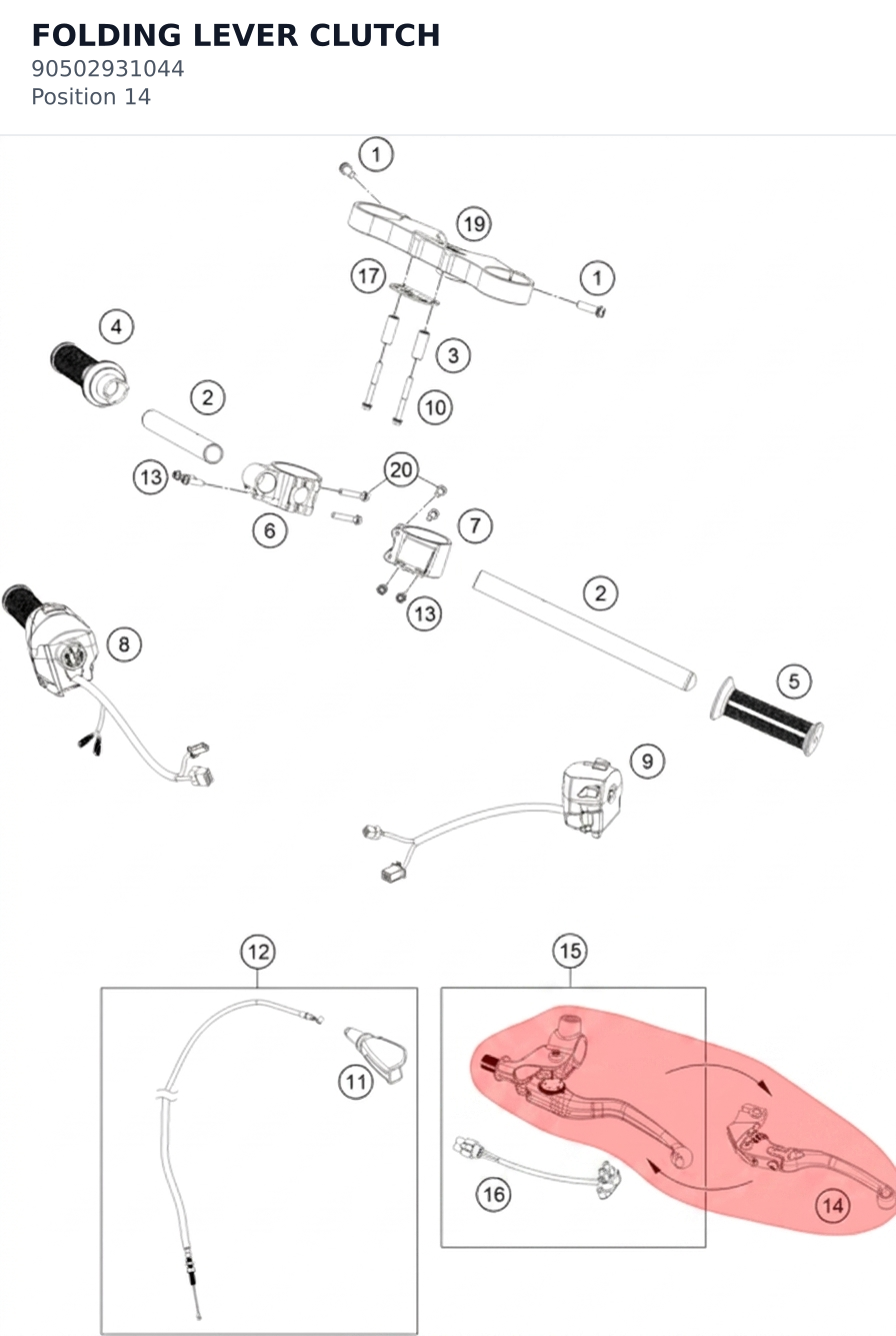Diagram preview: FOLDING LEVER CLUTCH (90502931044)