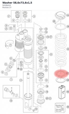 Diagram preview: Washer 58,6x73,6x1,5 (50180410)