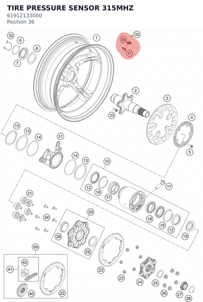 Diagram preview: TIRE PRESSURE SENSOR 315MHZ (61912133000)