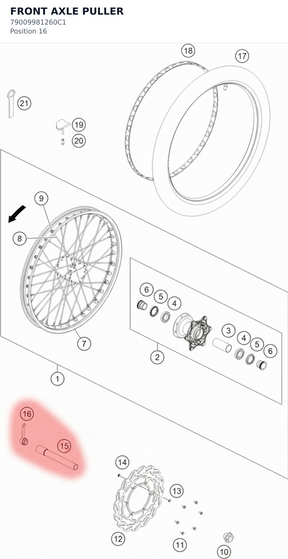 Diagram preview: FRONT AXLE PULLER (79009981260C1)