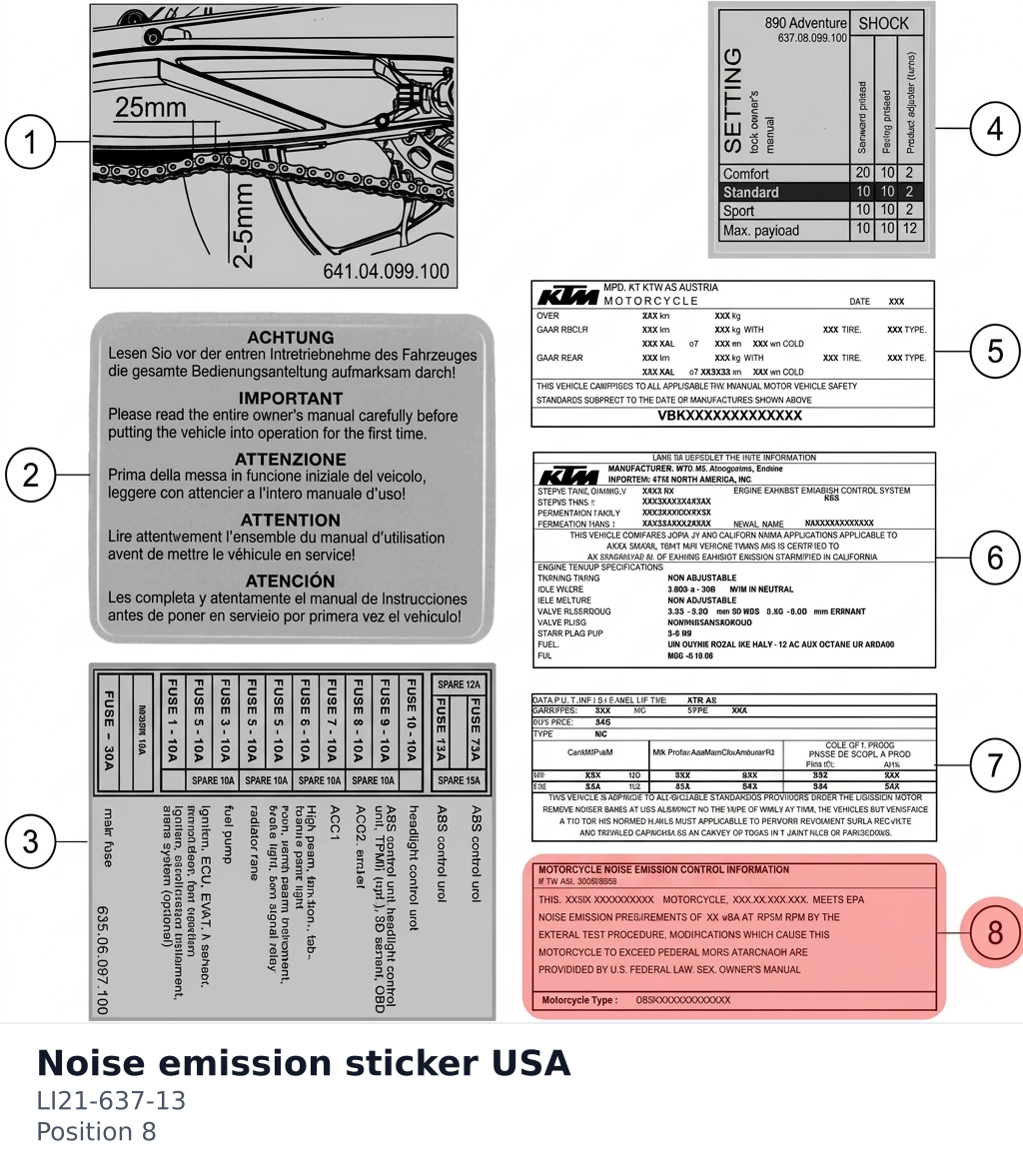 Diagram preview: Noise emission sticker USA (LI21-637-13)