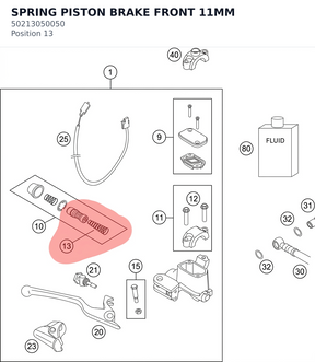 Diagram preview: SPRING PISTON BRAKE FRONT 11MM (50213050050)