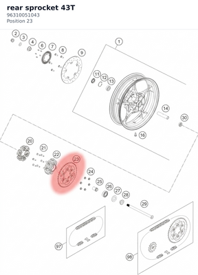 Diagram preview: rear sprocket 43T (96310051043)