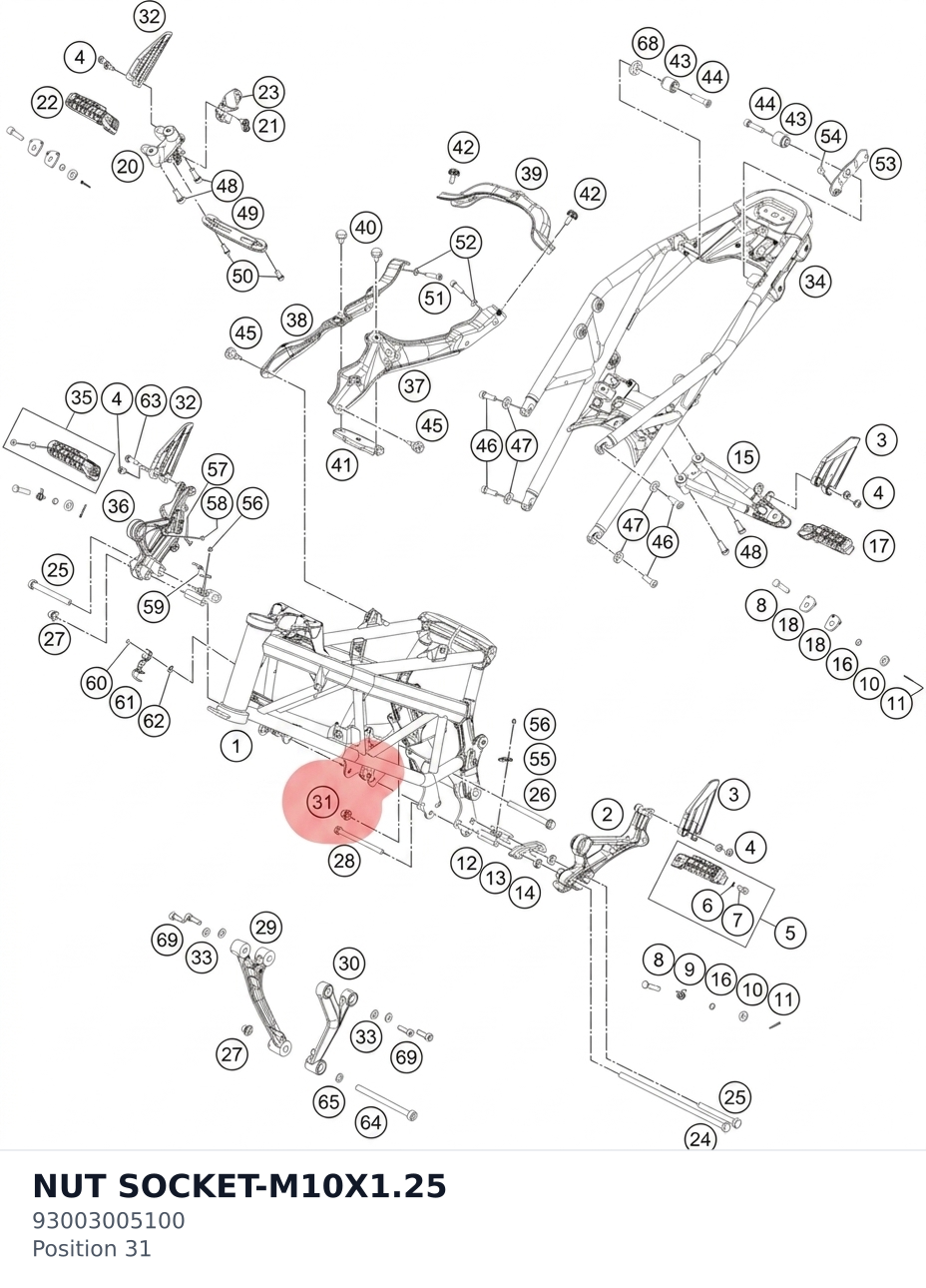 Diagram preview: NUT SOCKET-M10X1.25 (93003005100)