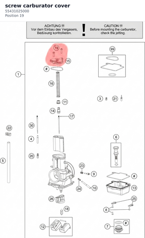 Diagram preview: screw carburator cover (55431025000)