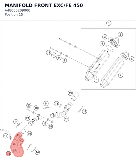 Diagram preview: MANIFOLD FRONT EXC/FE 450 (A48005209000)