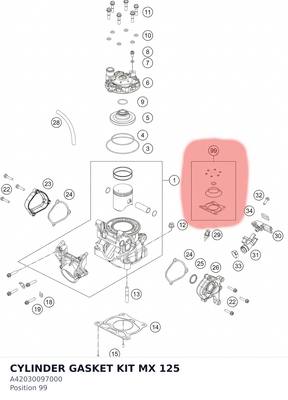 Diagram preview: CYLINDER GASKET KIT MX 125 (A42030097000)