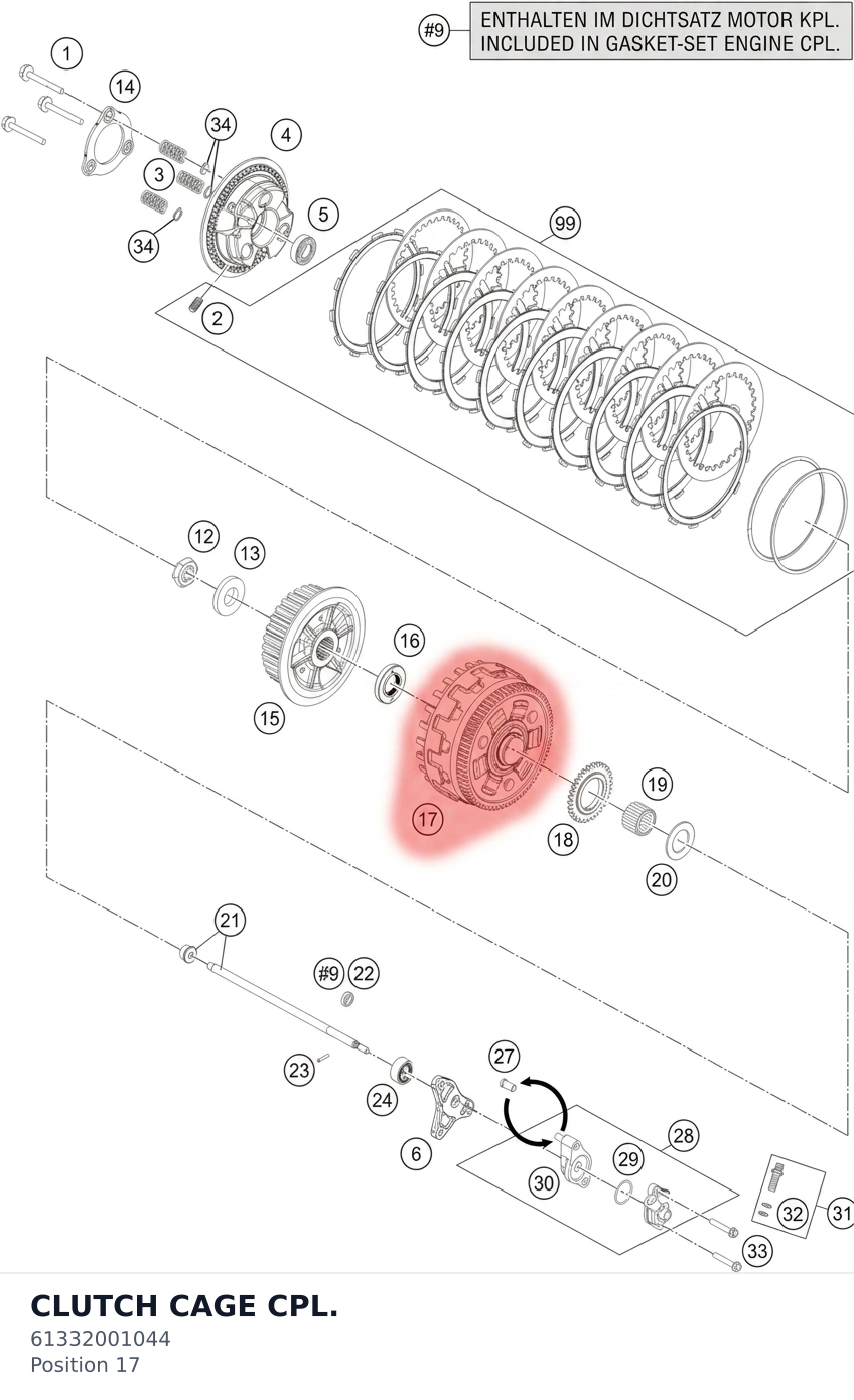 Diagram preview: CLUTCH CAGE CPL. (61332001044)