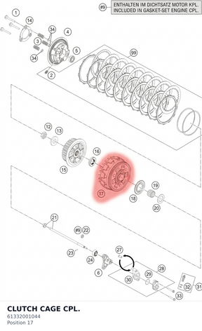 Diagram preview: CLUTCH CAGE CPL. (61332001044)
