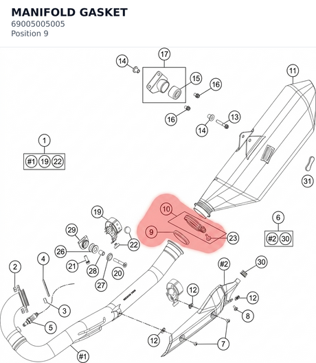 Diagram preview: MANIFOLD GASKET (69005005005)