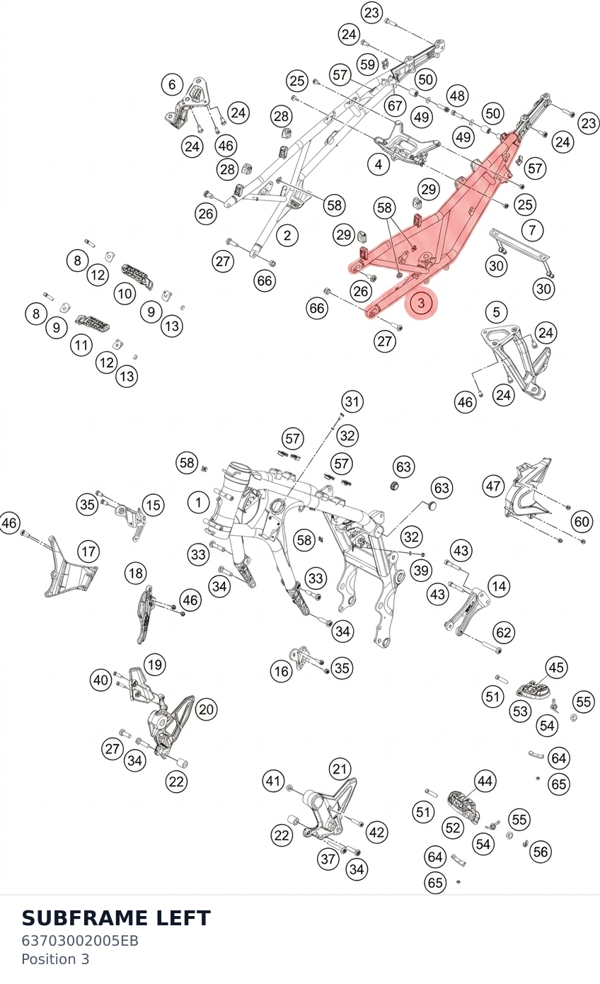Diagram preview: SUBFRAME LEFT (63703002005EB)