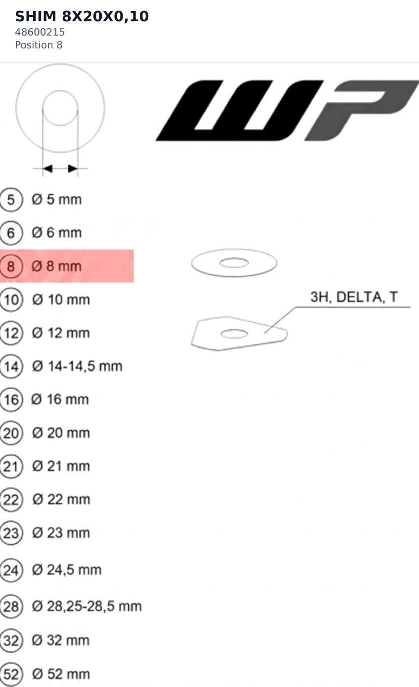 Diagram preview: SHIM 8X20X0,10 (48600215)