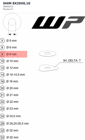 Diagram preview: SHIM 8X20X0,10 (48600215)