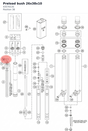 Diagram preview: Preload bush 26x38x10 (43570135)