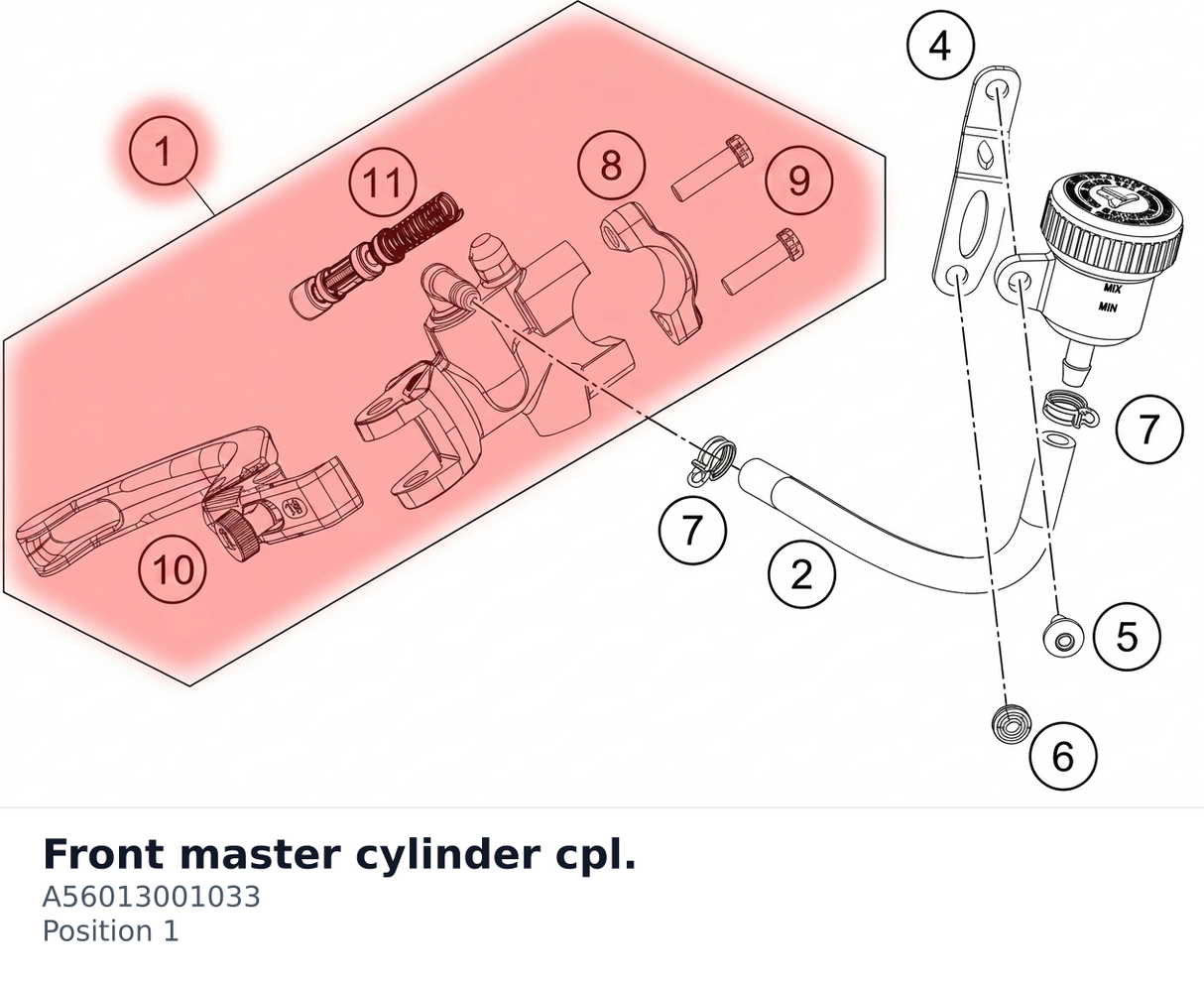 Diagram preview: Front master cylinder cpl. (A56013001033)