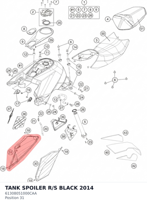 Diagram preview: TANK SPOILER R/S BLACK 2014 (61308051000CAA)