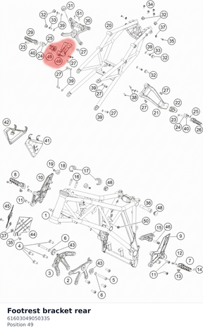 Diagram preview: Footrest bracket rear (6160304905033S)