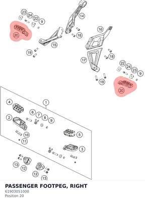Diagram preview: PASSENGER FOOTPEG, RIGHT (61903051000)