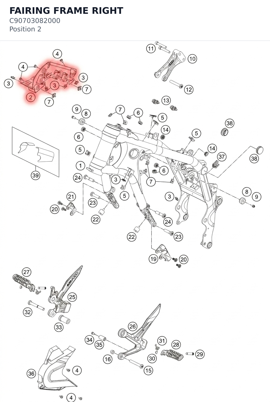 Diagram preview: FAIRING FRAME RIGHT (C90703082000)