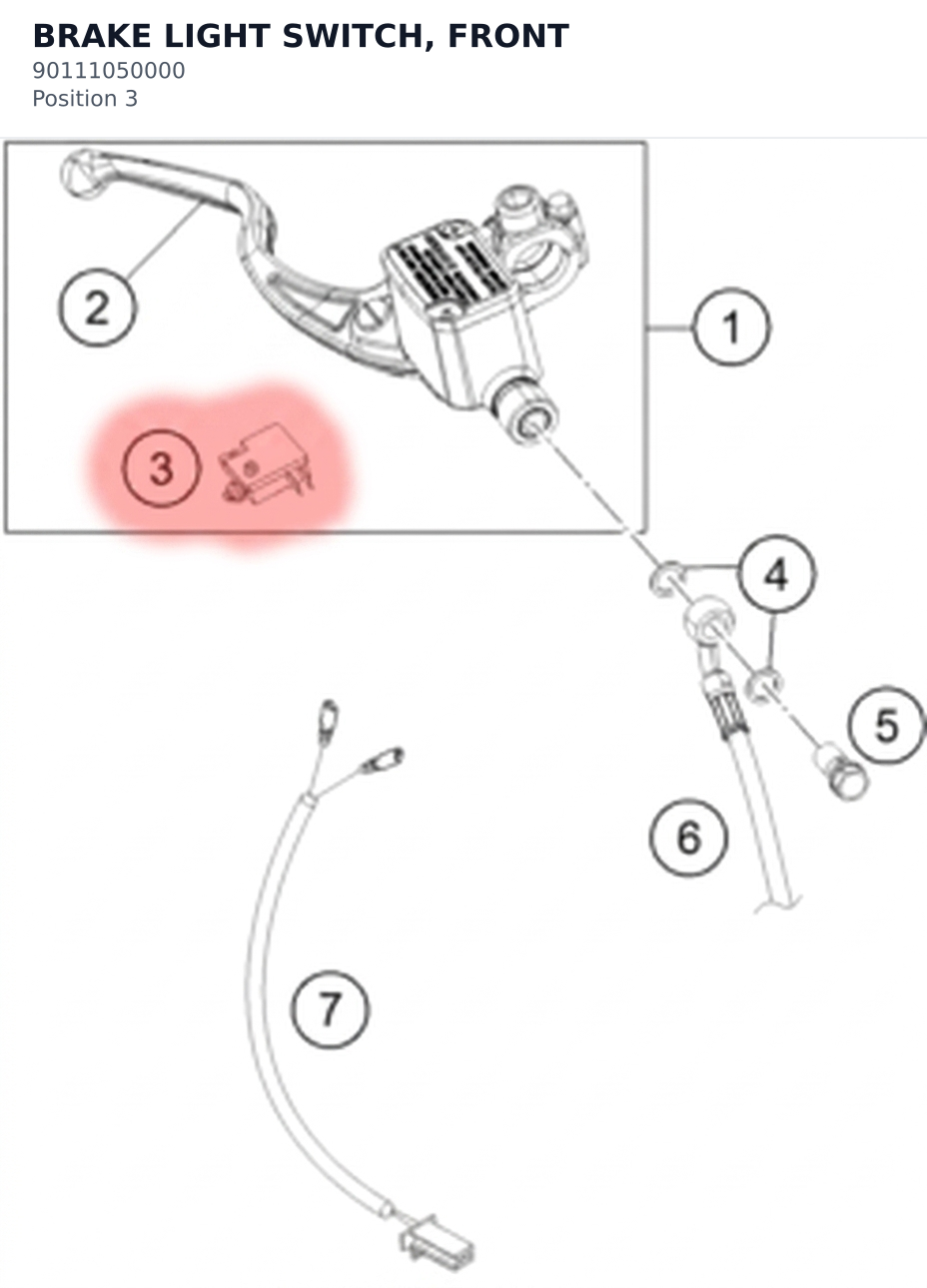 Diagram preview: BRAKE LIGHT SWITCH, FRONT (90111050000)