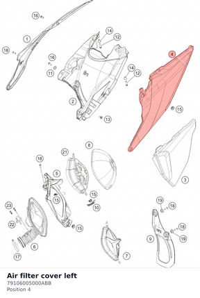 Diagram preview: Air filter cover left (79106005000ABB)