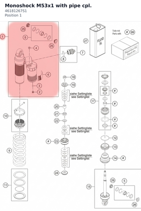 Diagram preview: Monoshock M53x1 with pipe cpl. (46181267S1)