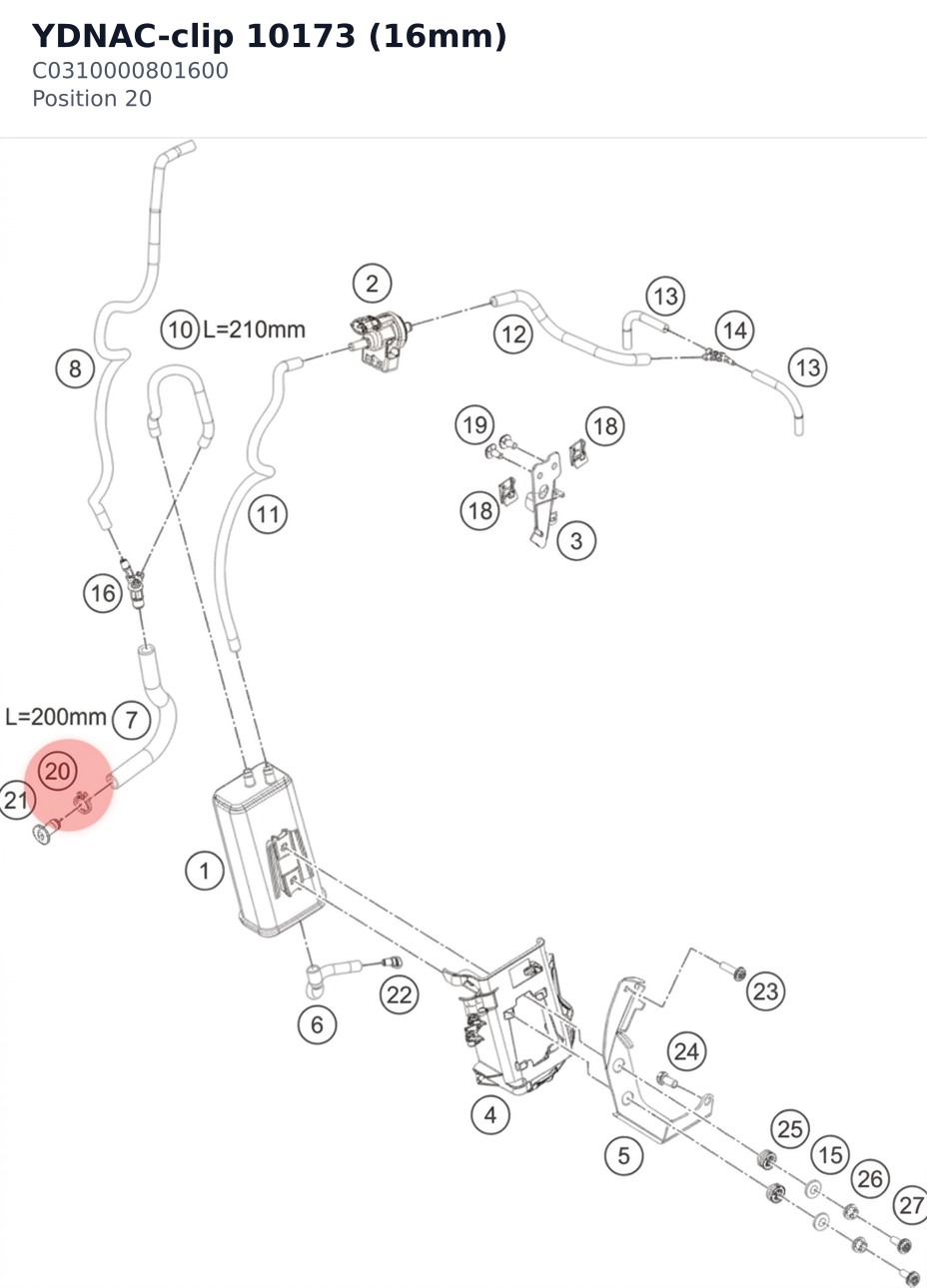 Diagram preview: YDNAC-clip 10173 (16mm) (C0310000801600)