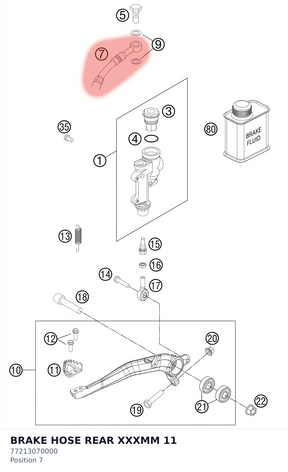 Diagram preview: BRAKE HOSE REAR XXXMM     11 (77213070000)