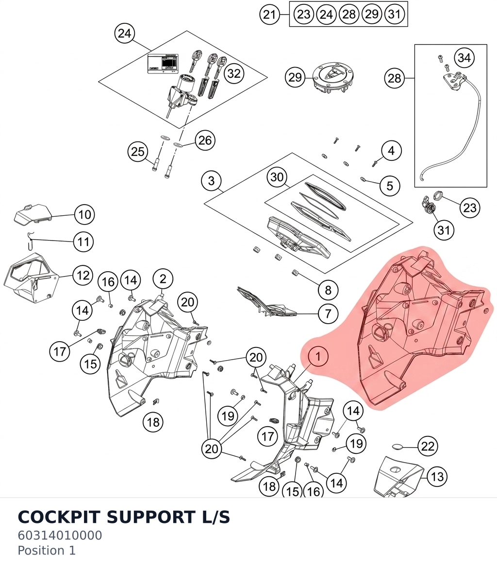 Diagram preview: COCKPIT SUPPORT L/S (60314010000)