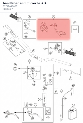 Diagram preview: handlebar end mirror le.+ri. (61712A40000)