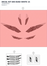Diagram preview: DECAL KIT 690 DUKE WHITE 15 (76008099400)