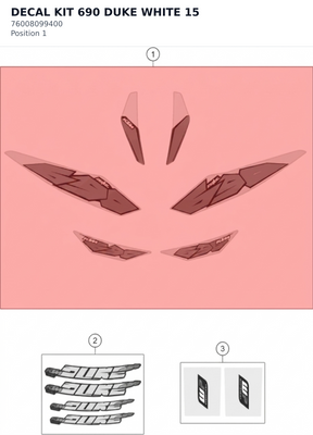 Diagram preview: DECAL KIT 690 DUKE WHITE 15 (76008099400)