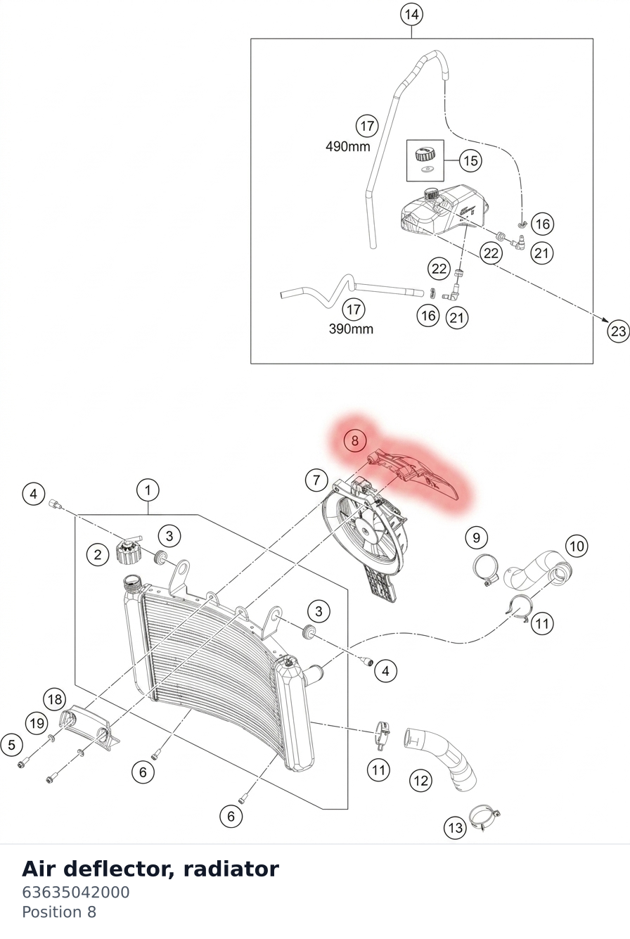Diagram preview: Air deflector, radiator (63635042000)