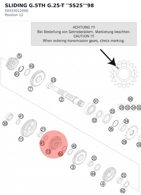 Diagram preview: SLIDING G.5TH G.25-T ''5S25'''98 (50333012000)