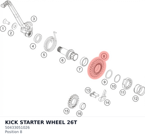 Diagram preview: KICK STARTER WHEEL 26T (50433051026)