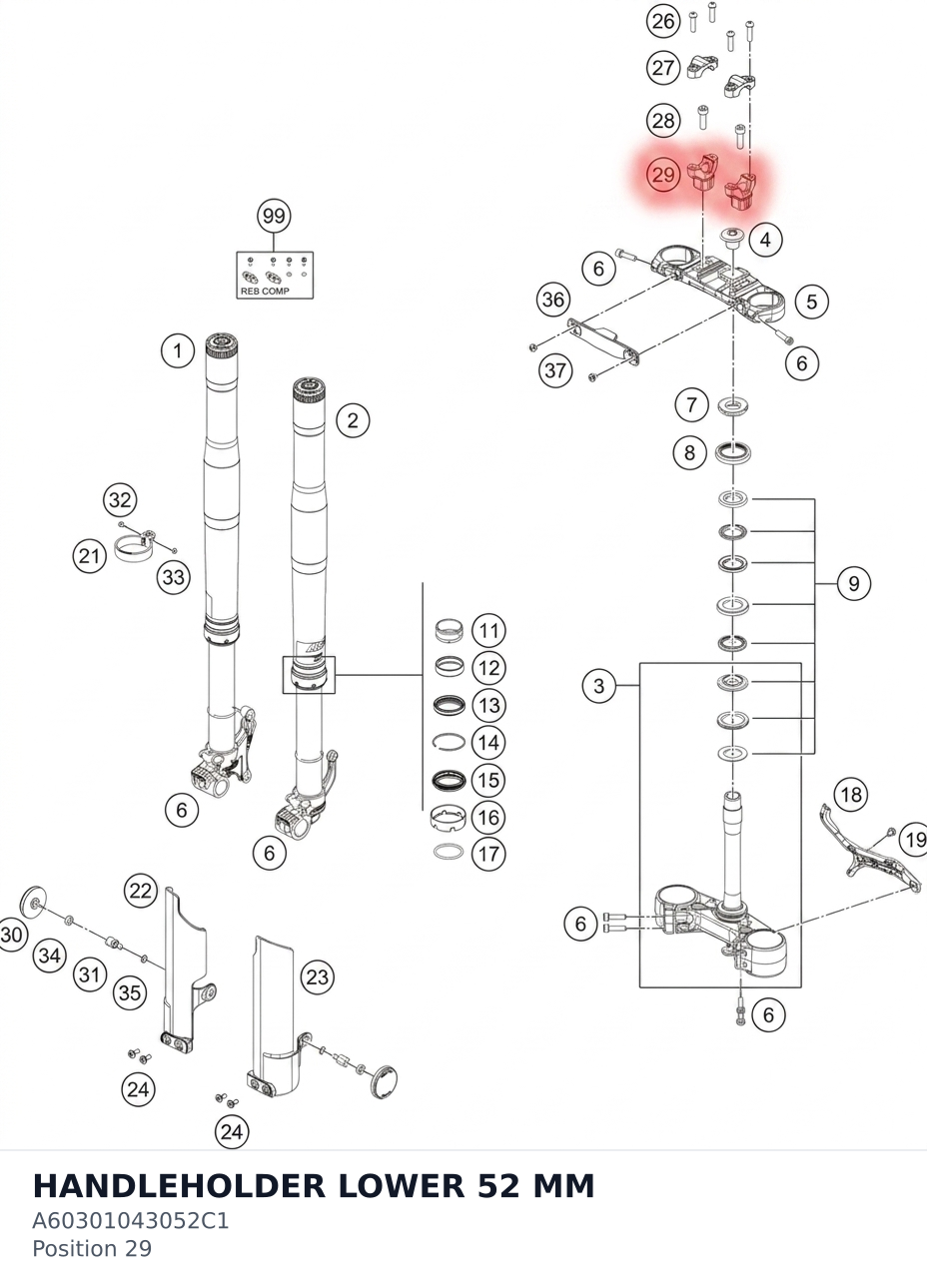Diagram preview: HANDLEHOLDER LOWER 52 MM (A60301043052C1)