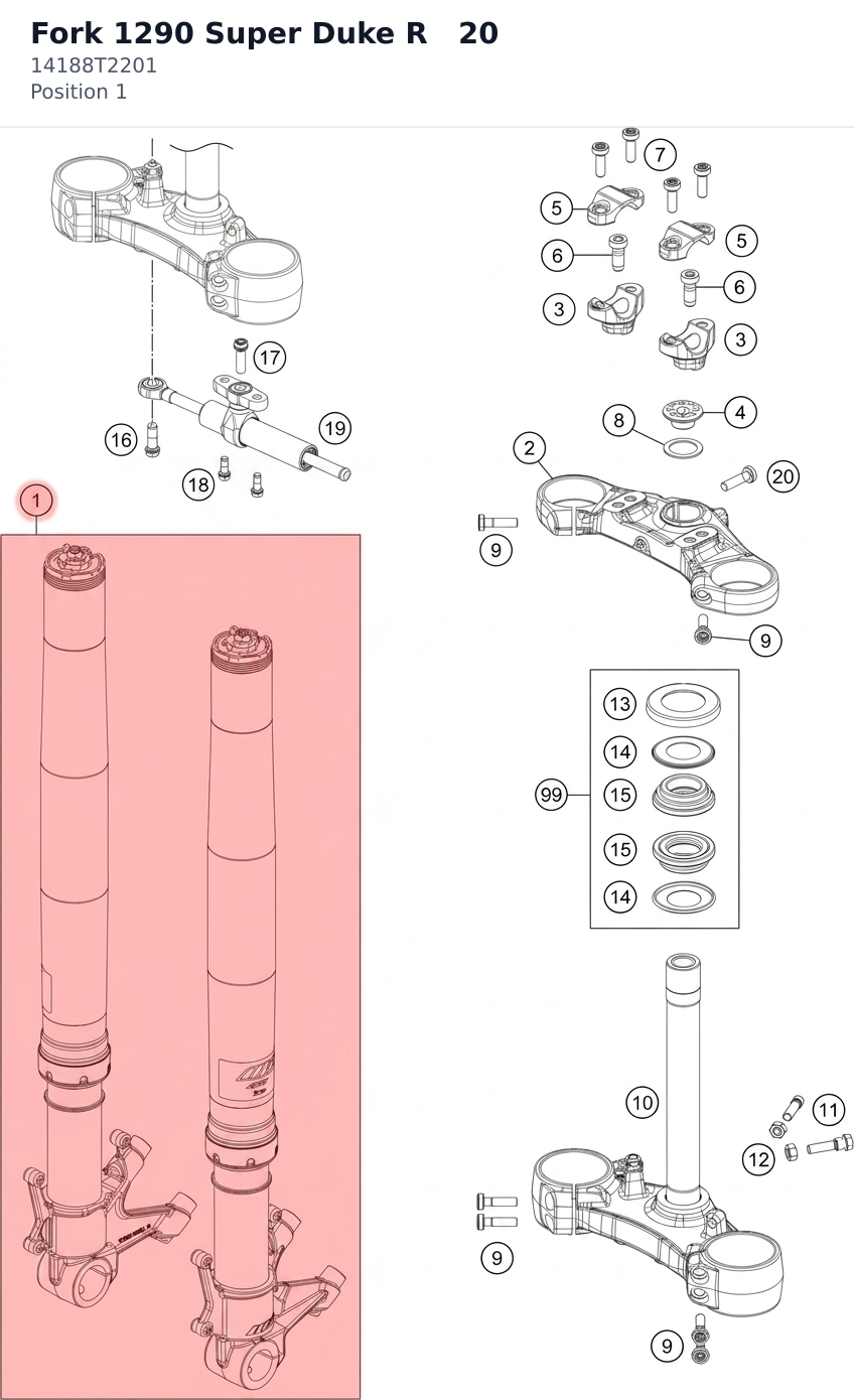 Diagram preview: Fork 1290 Super Duke R   20 (14188T2201)