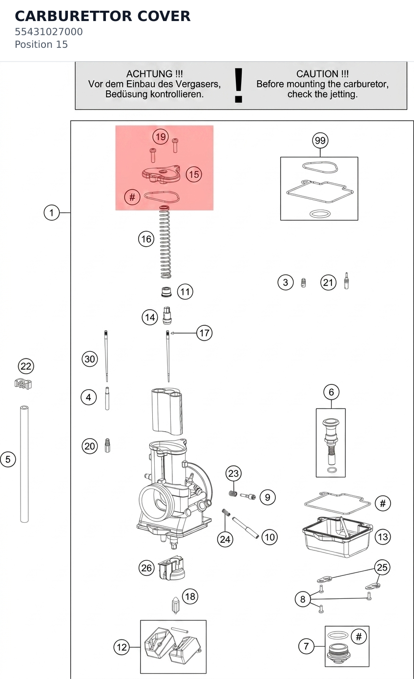 Diagram preview: CARBURETTOR COVER (55431027000)