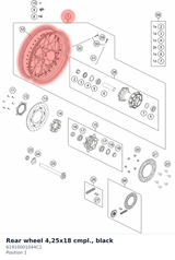 Diagram preview: Rear wheel 4,25x18  cmpl., black (61910001044C1)
