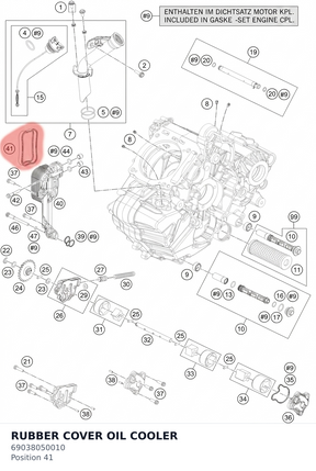 Diagram preview: RUBBER COVER OIL COOLER (69038050010)