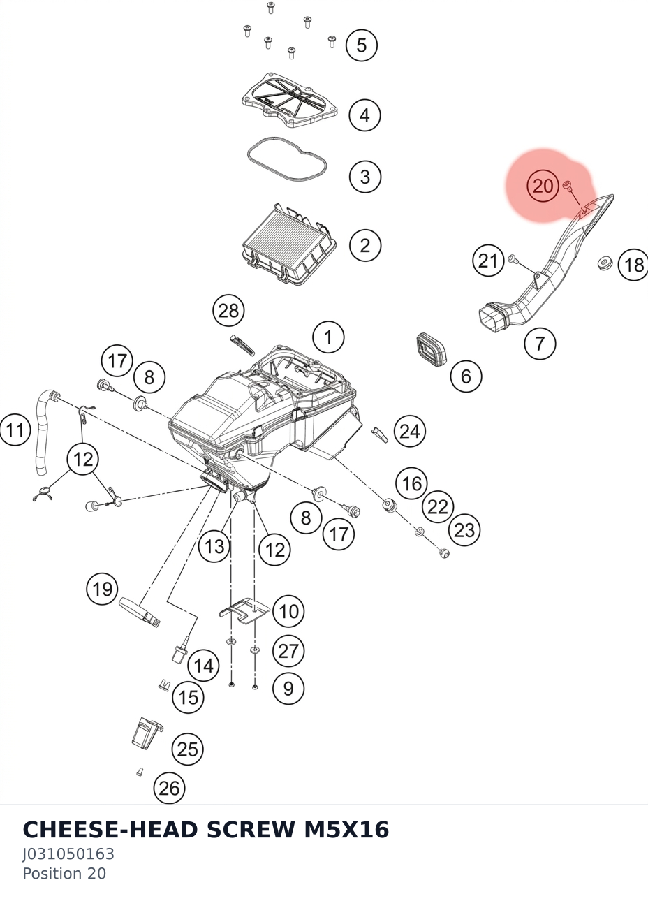 Diagram preview: CHEESE-HEAD SCREW M5X16 (J031050163)