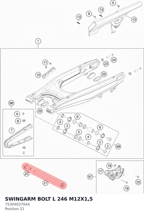 Diagram preview: SWINGARM BOLT L 246 M12X1,5 (75304037044)