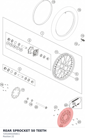 Diagram preview: REAR SPROCKET 50 TEETH (72010051050C1)