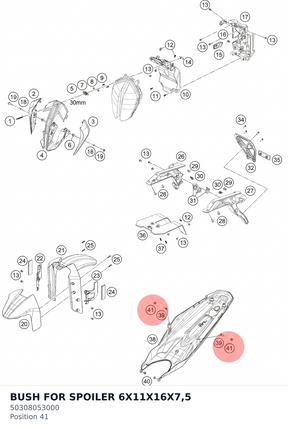 Diagram preview: BUSH FOR SPOILER 6X11X16X7,5 (50308053000)