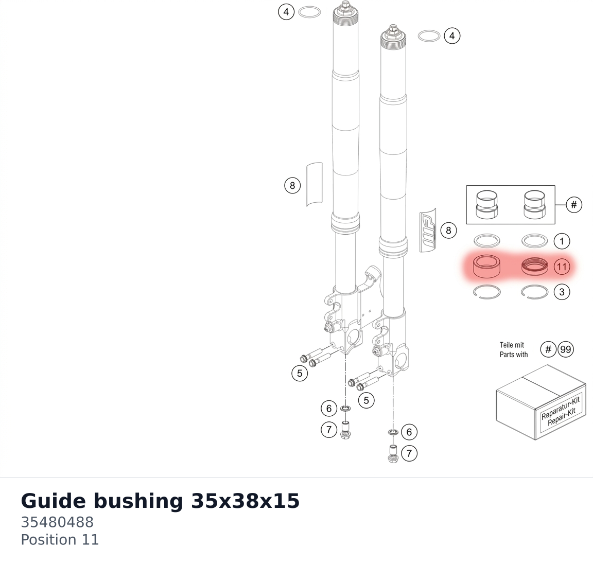 Diagram preview: Guide bushing 35x38x15 (35480488)
